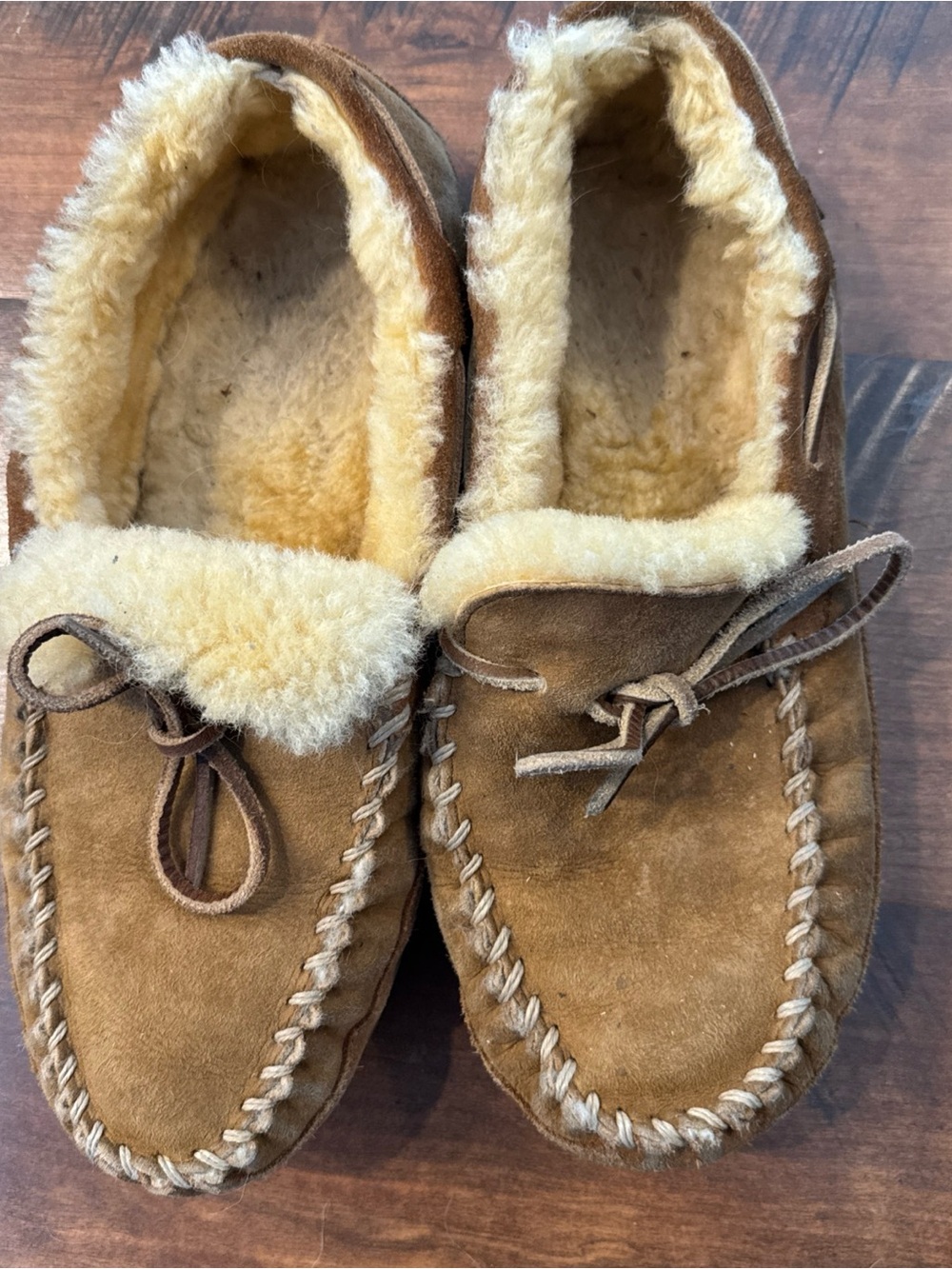 LL Bean Men's Wicked Good Suede Shearling-Lined Moccasin Slippers